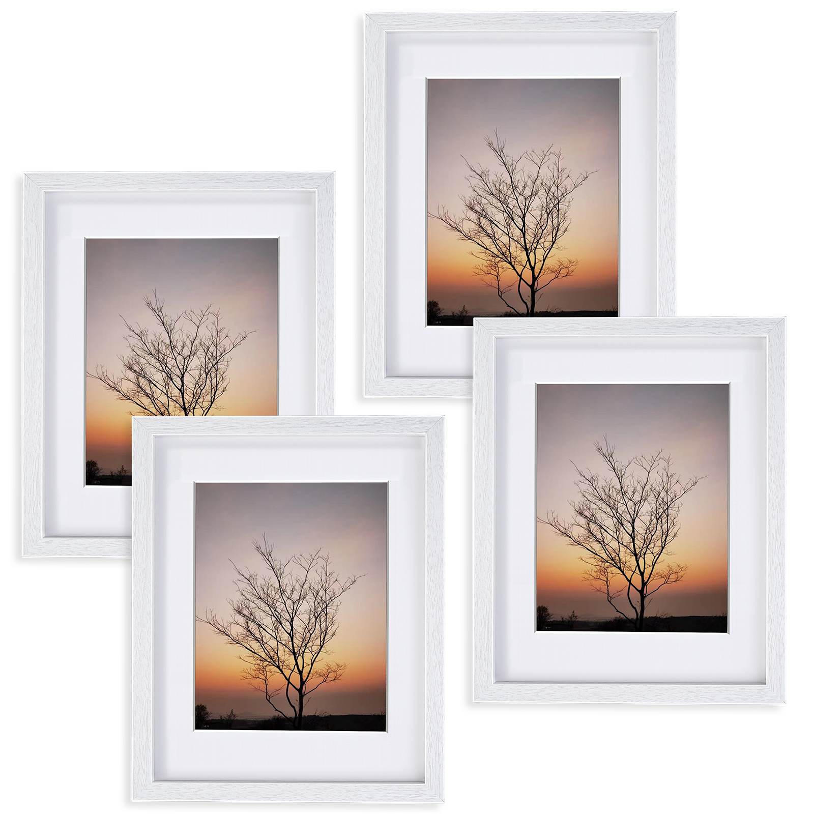 Anickal Picture Frames 11x14 Set of 4, Black Picture Frame Display 8x10 Photo with Mat, Display 11x14 photo without Mat, Photo Frames Collage for Wall