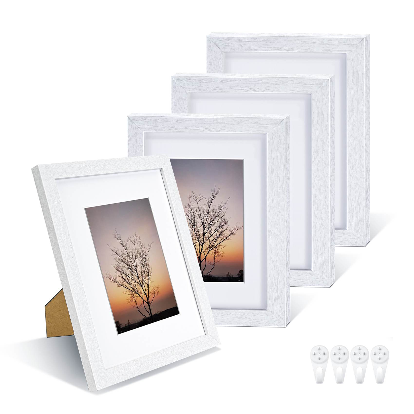 Anickal Picture Frames 5x7 Set of 4, Black Picture Frame Display 4x6 Photo with Mat, Display 5x7 photo without Mat, Photo Frames Collage for Wall or Tabletop