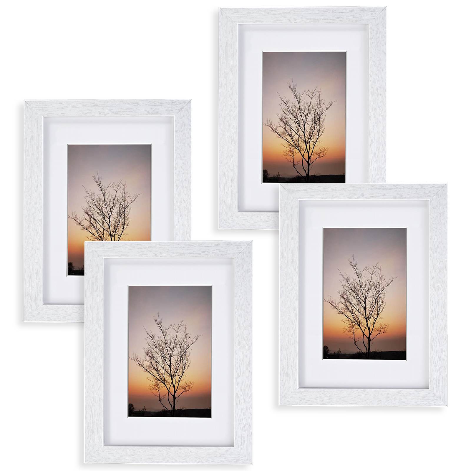Anickal Picture Frames 8x10 Set of 4, Black Picture Frame Display 5x7 Photo with Mat, Display 8x10 photo without Mat, Photo Frame Collage for Wall or Tabletop