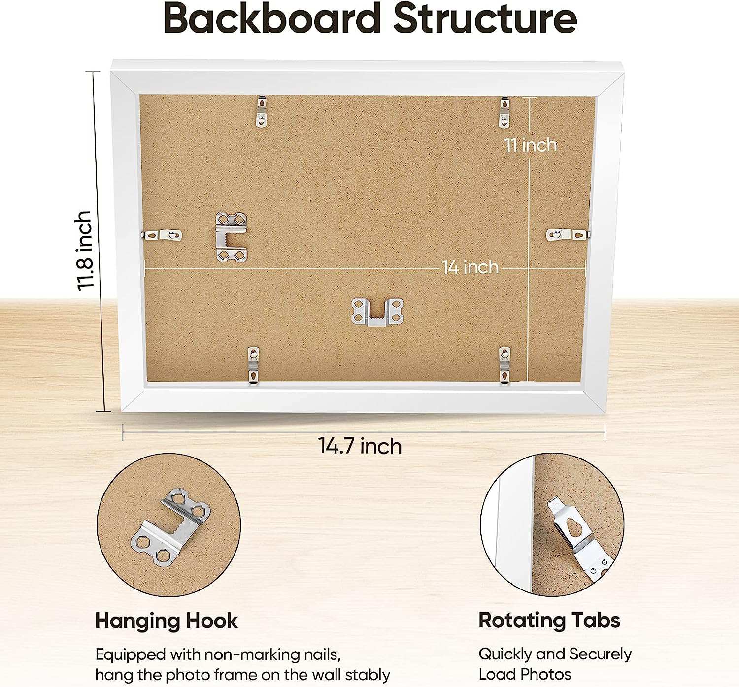 Anickal Picture Frames, White 11x14 Picture Frame Set of 4, Photo Frame Display 8x10 Photo with Mat and 11x14 photo without Mat, Picture Frames Collage for Wall